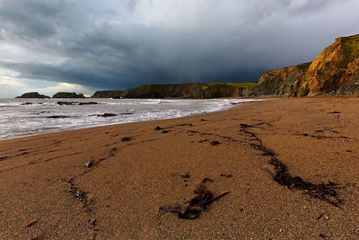 Scenic view of beach against sky