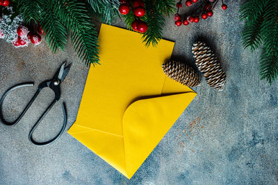 High angle view of christmas tree