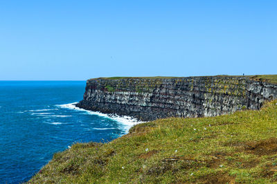 Scenic view of sea against clear sky