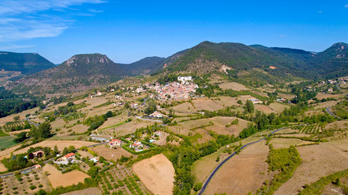 High angle view of townscape against sky