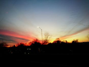 Silhouette trees against sky during sunset