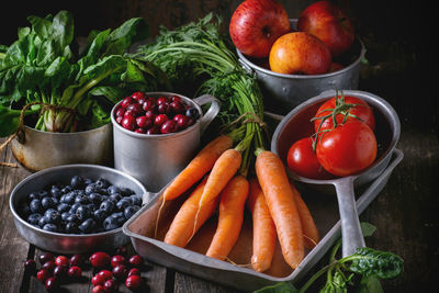 Fruits and vegetables on table