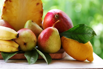 Close-up of apples on table
