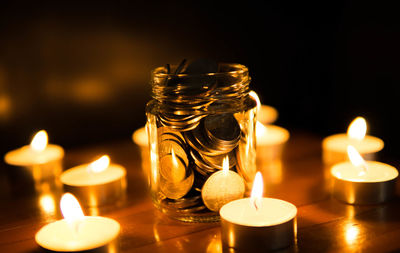 Close-up of illuminated candles