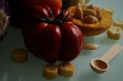 High angle view of fruits on table