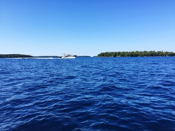 Scenic view of calm sea against blue sky