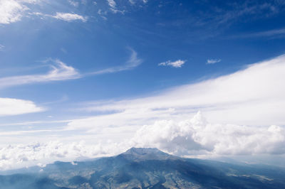 Scenic view of mountains against cloudy sky