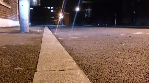 Surface level of road at night