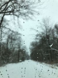 Close-up of water drops against sky