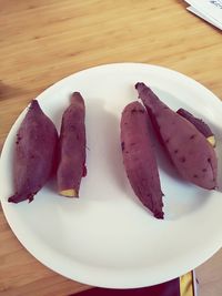 High angle view of dessert in plate on table