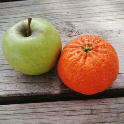 High angle view of fresh fruits on table