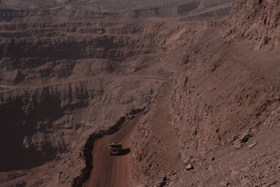 High angle view of road passing through land