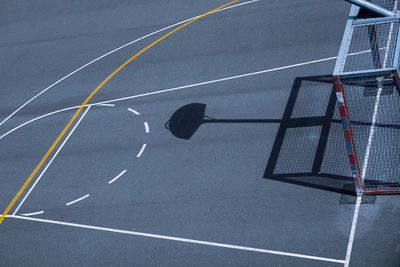 High angle view of basketball court