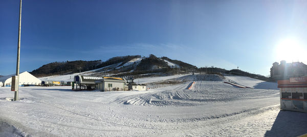 Panoramic view of ski slopes at alpensia ski resort, pyeongchang, south korea