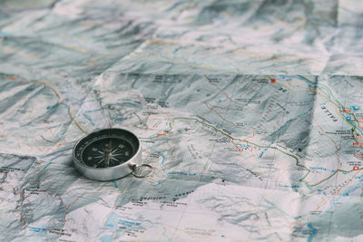 Planning the route on a map and a compass