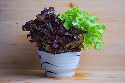 Close-up of salad on table