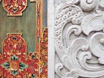 Close-up of carving on wall