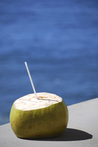 Close-up of lemon in water