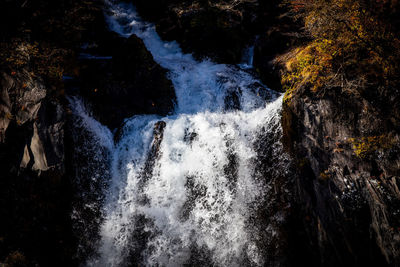 Scenic view of waterfall