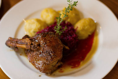 Meat served in plate