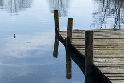 High angle view of wooden pier over lake