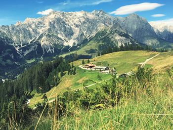 Scenic view of mountains against sky