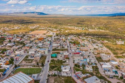 High angle view of townscape against sky