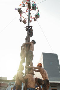 Low angle view of statue against clear sky