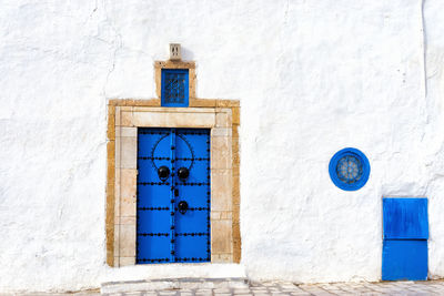 Closed door of old house