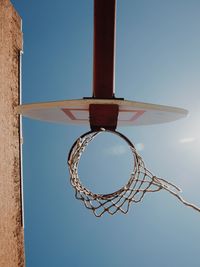 Low angle view of basketball hoop against sky