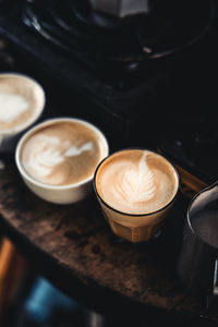 High angle view of coffee on table