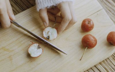 High angle view of vegetables on table