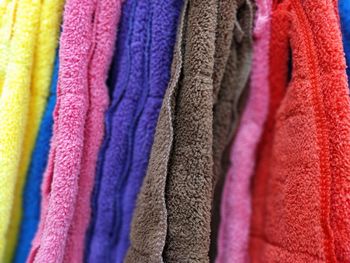 Full frame shot of clothes drying in store