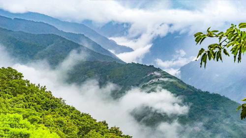 Scenic view of mountains against sky