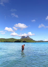 Model in water at bora bora beach