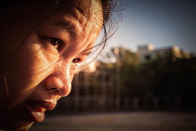 Close-up woman looking away