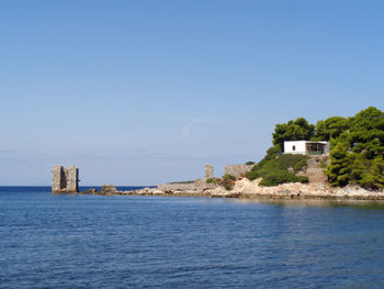 Scenic view of sea against clear sky