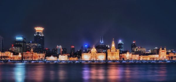 Illuminated city at night