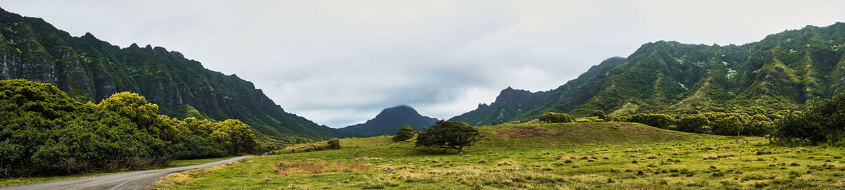 Panoramic view of mountains against sky