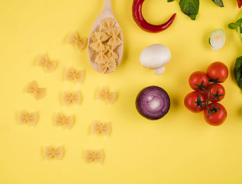 High angle view of fruits on table