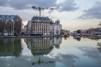 Reflection of buildings in water