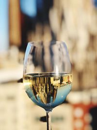 Close-up of beer glass