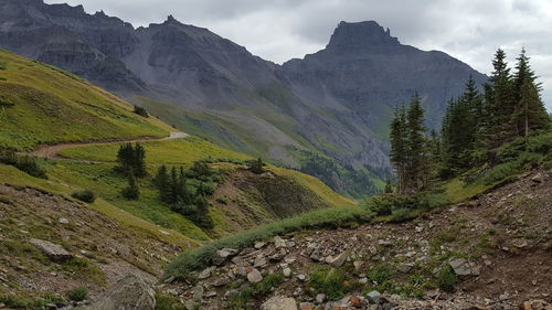 Scenic view of mountains against sky