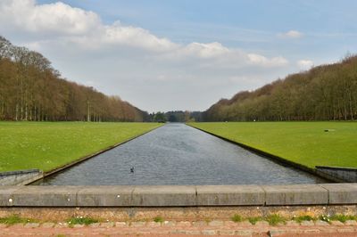 Scenic view of green landscape against sky