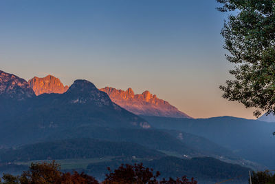 Scenic view of mountains against clear sky