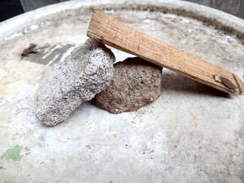 High angle view of bread on table