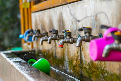 Faucets attached on wall