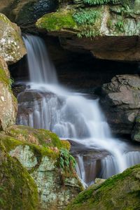 Stream flowing through rocks in forest