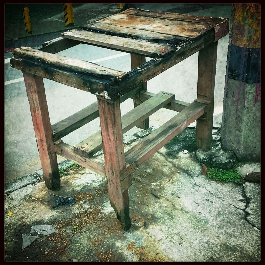 wood - material, built structure, transfer print, old, wooden, auto post production filter, architecture, railing, weathered, sunlight, abandoned, wood, damaged, day, no people, run-down, outdoors, deterioration, metal, shadow