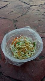 High angle view of food in plate